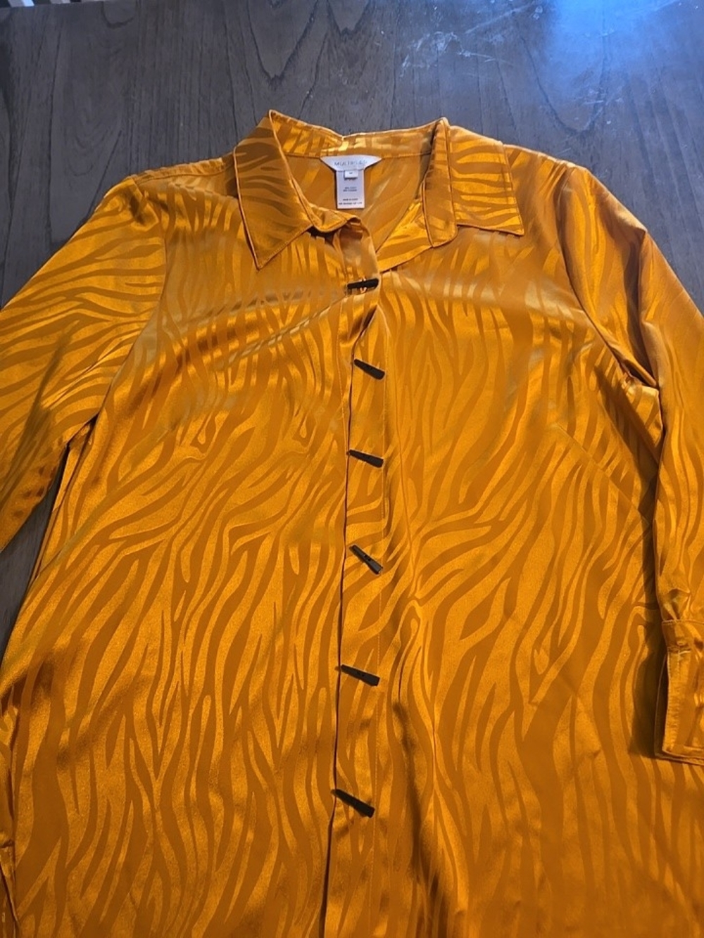 Multiples Golden Zebra-Print Button Front Blouse